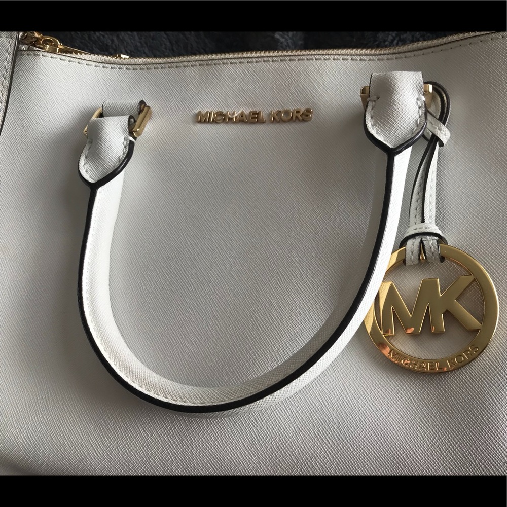 Michael Kors, matte finish, leather. Optic white.